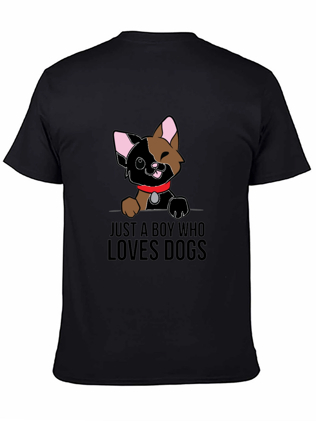 Boy Who Loves Dogs Graphic Tee - Black