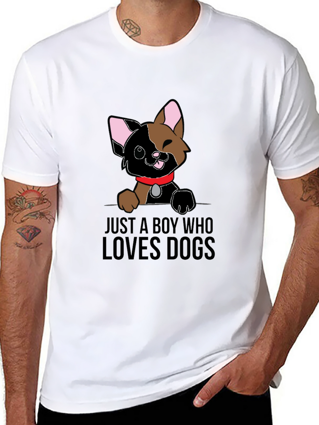 Boy Who Loves Dogs Graphic Tee - Black