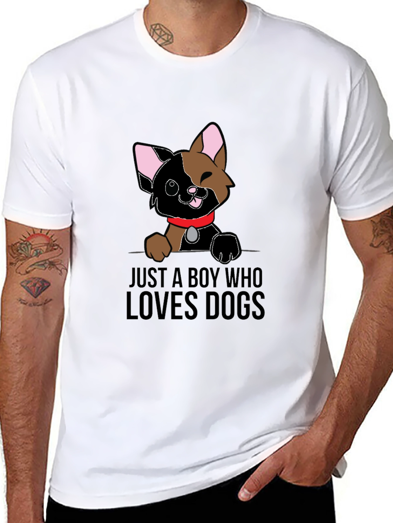 Boy Who Loves Dogs Graphic Tee - Black