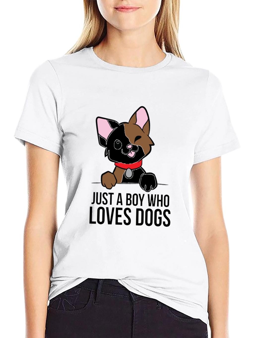 Boy Who Loves Dogs Graphic Tee - Black