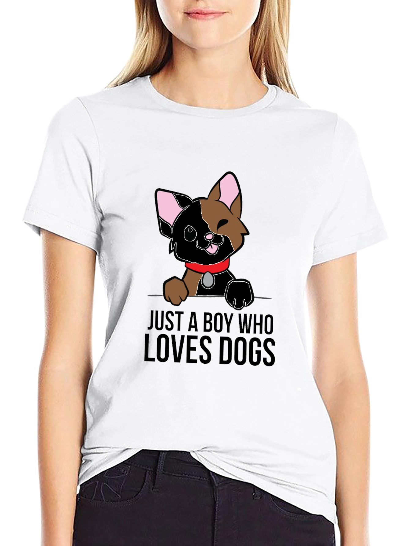 Boy Who Loves Dogs Graphic Tee - Black