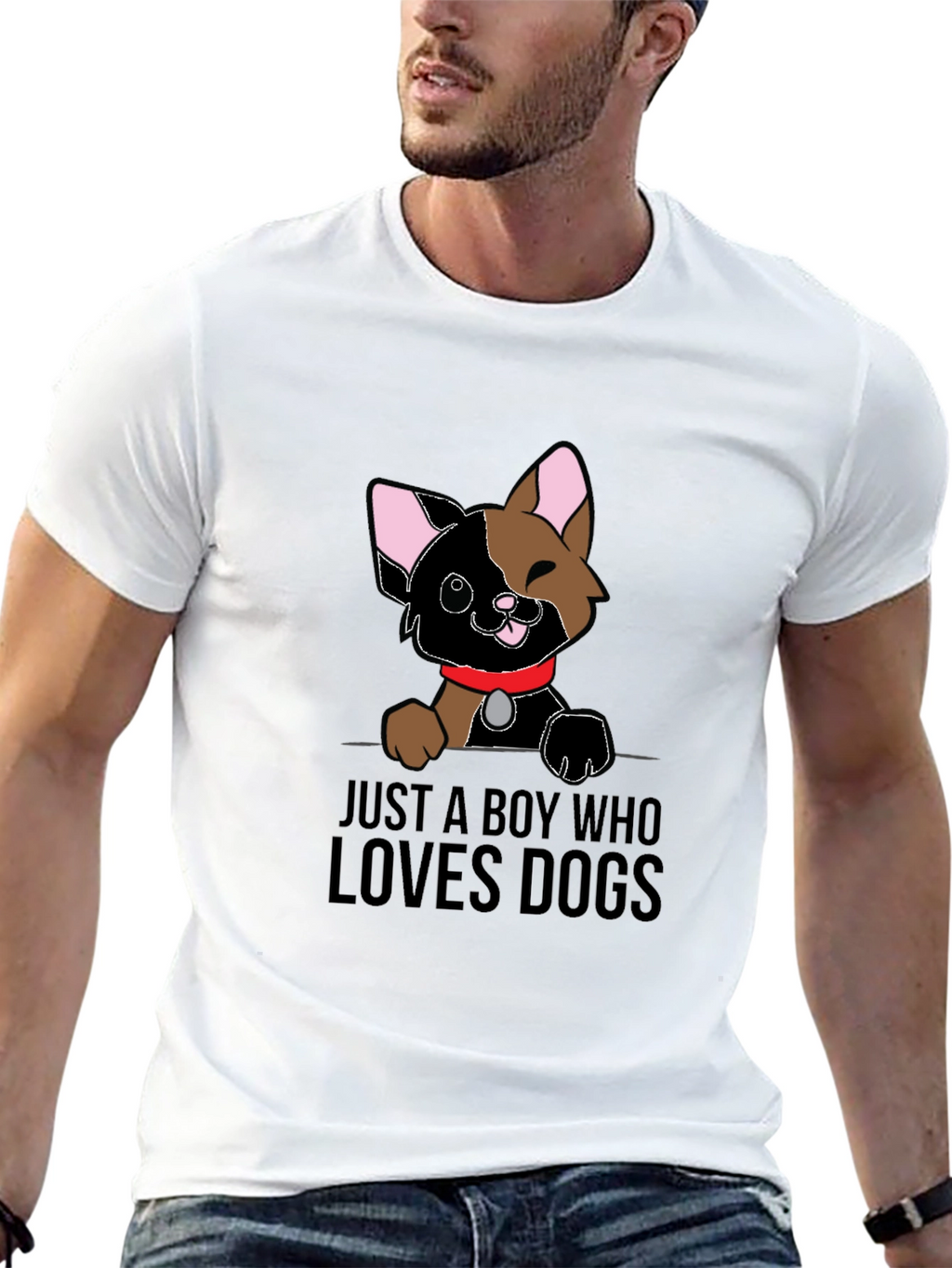 Boy Who Loves Dogs Graphic Tee - Black