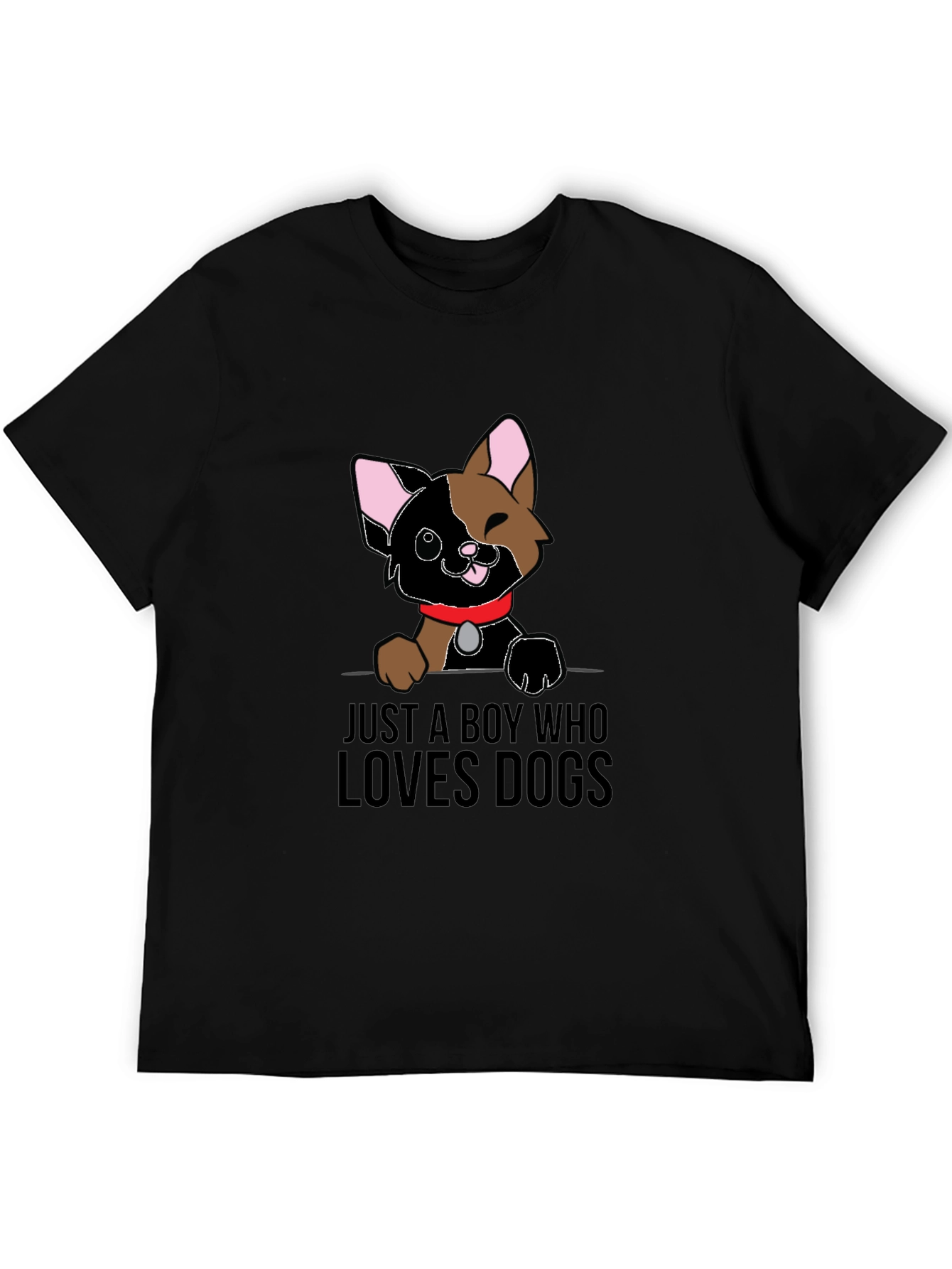 Boy Who Loves Dogs Graphic Tee - Black