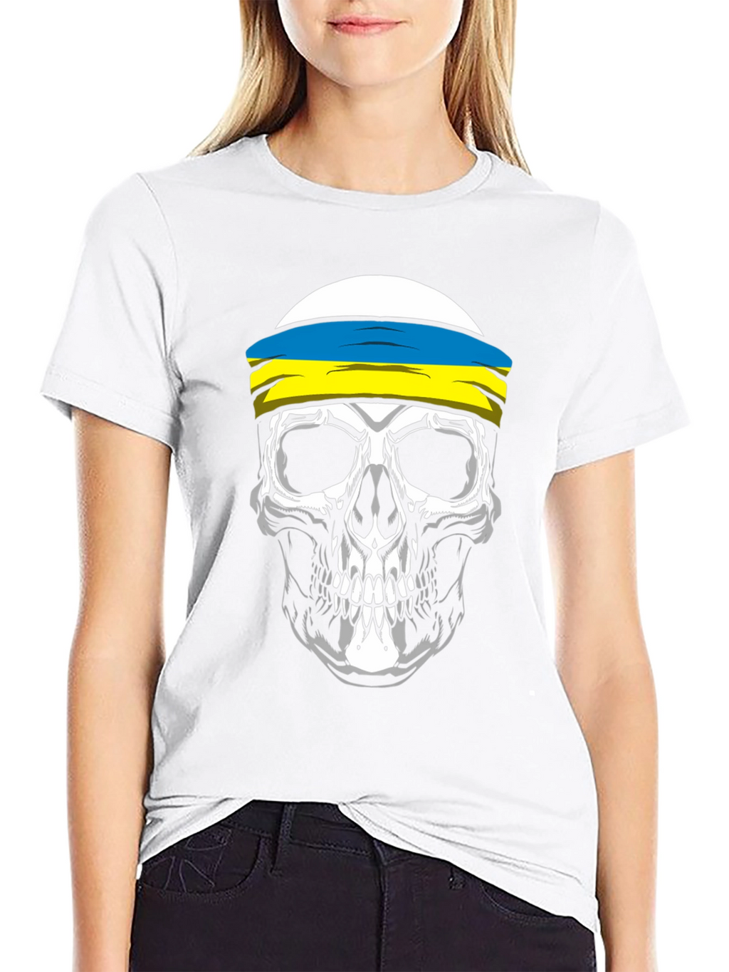 Skull Ukrainian Flag Headband T-Shirt