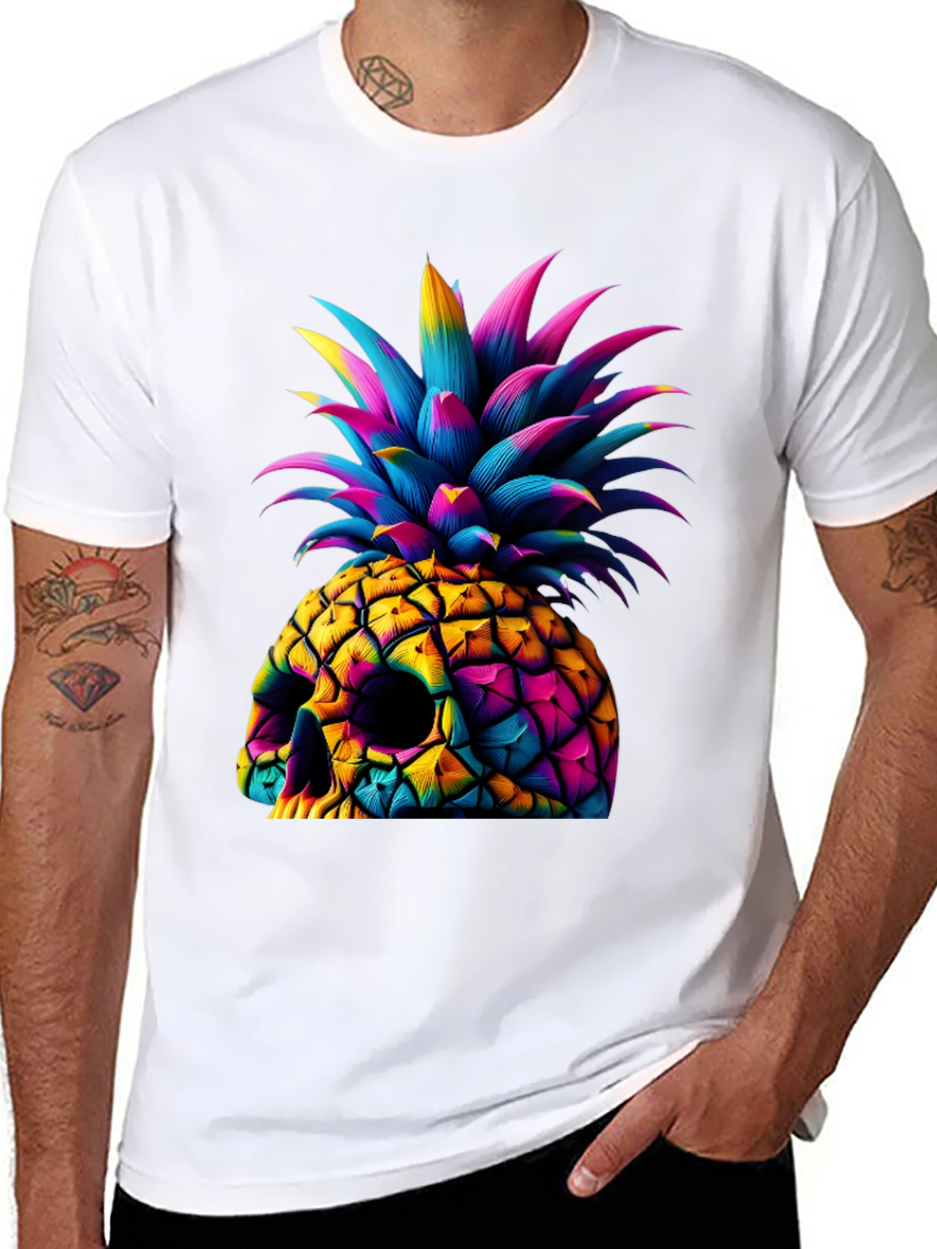 Skull Pineapple Graphic Tee - Unique Art Design