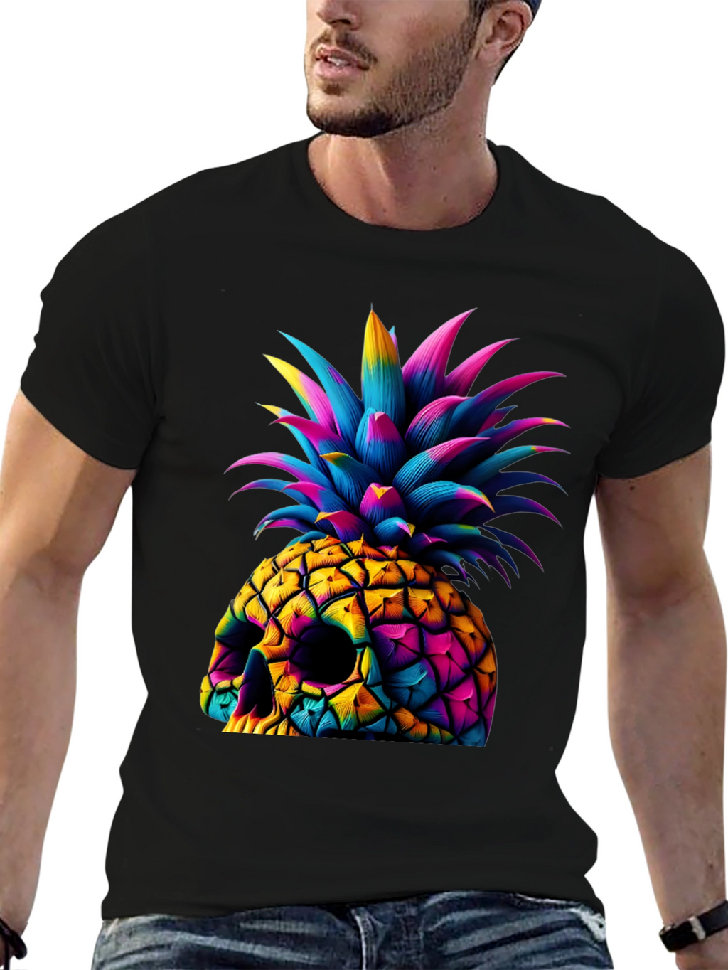 Skull Pineapple Graphic Tee - Unique Art Design