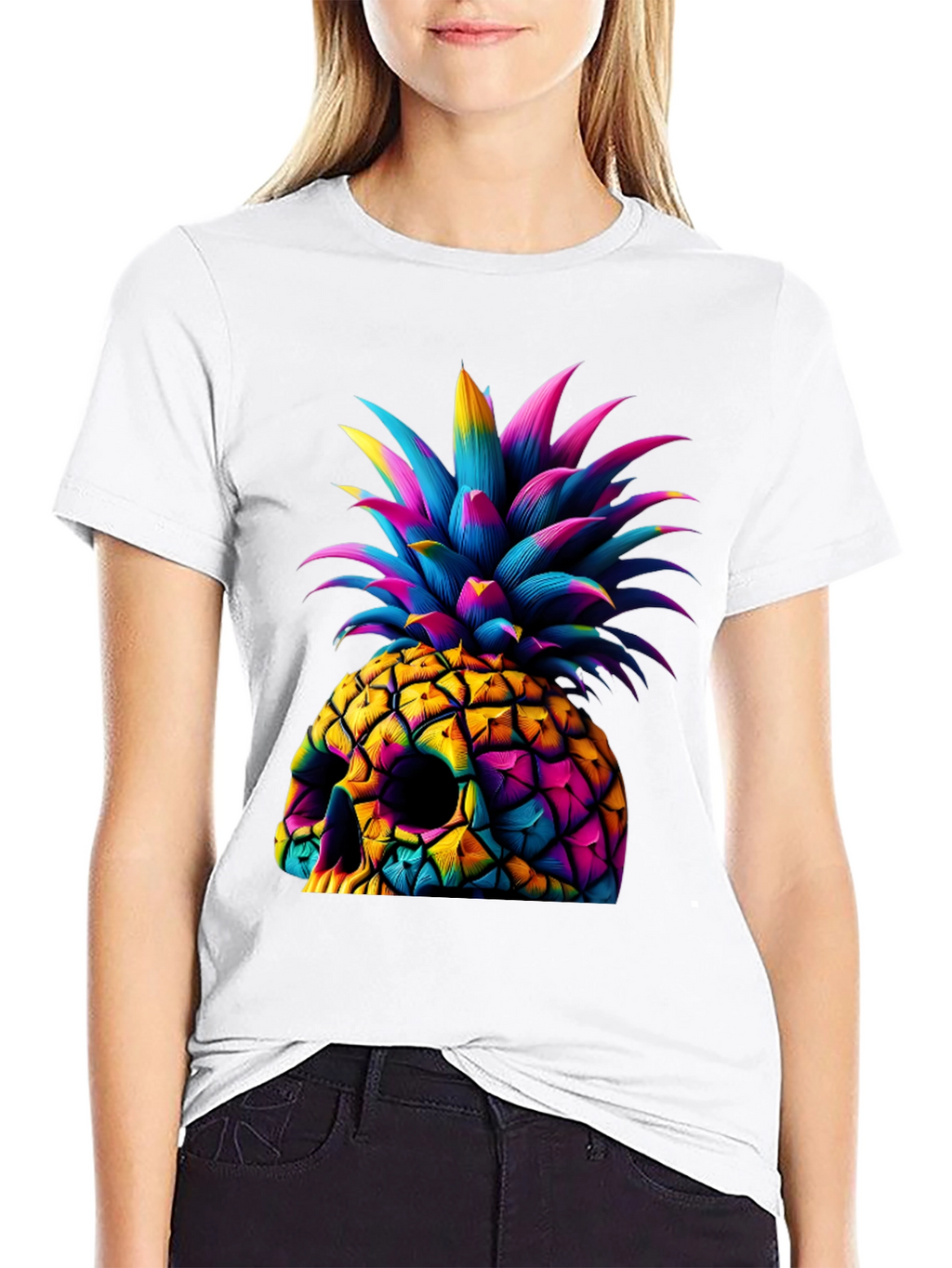 Skull Pineapple Graphic Tee - Unique Art Design