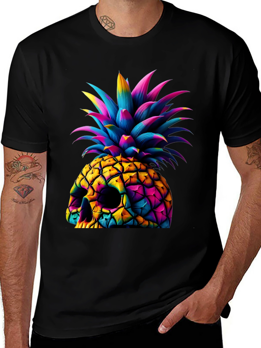 Skull Pineapple Graphic Tee - Unique Art Design