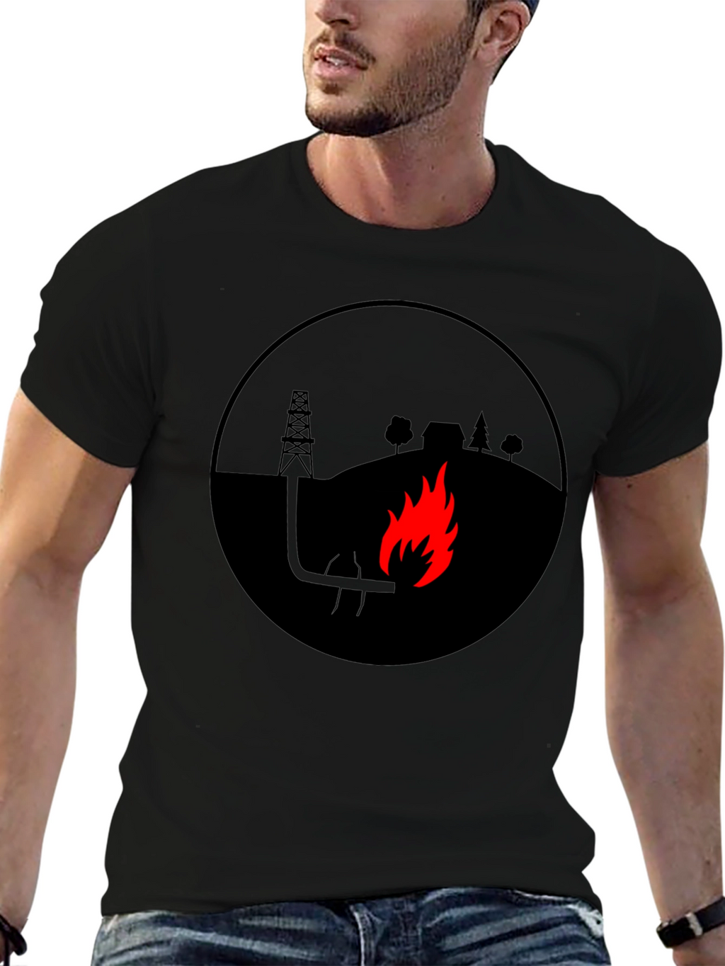 Oil Field Flare Black T-Shirt