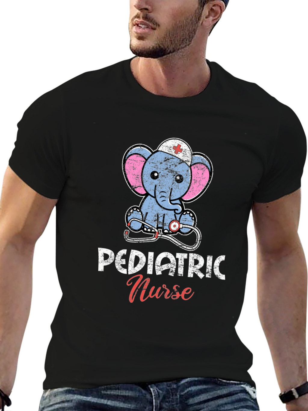 Pediatric Nurse Elephant Graphic Tee - Cute Nurse Gift