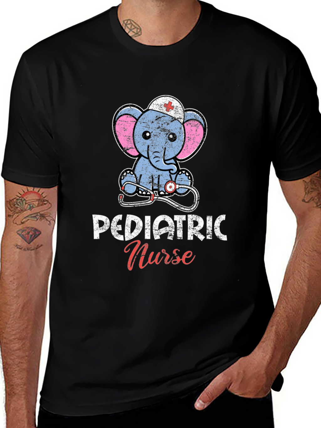 Pediatric Nurse Elephant Graphic Tee - Cute Nurse Gift