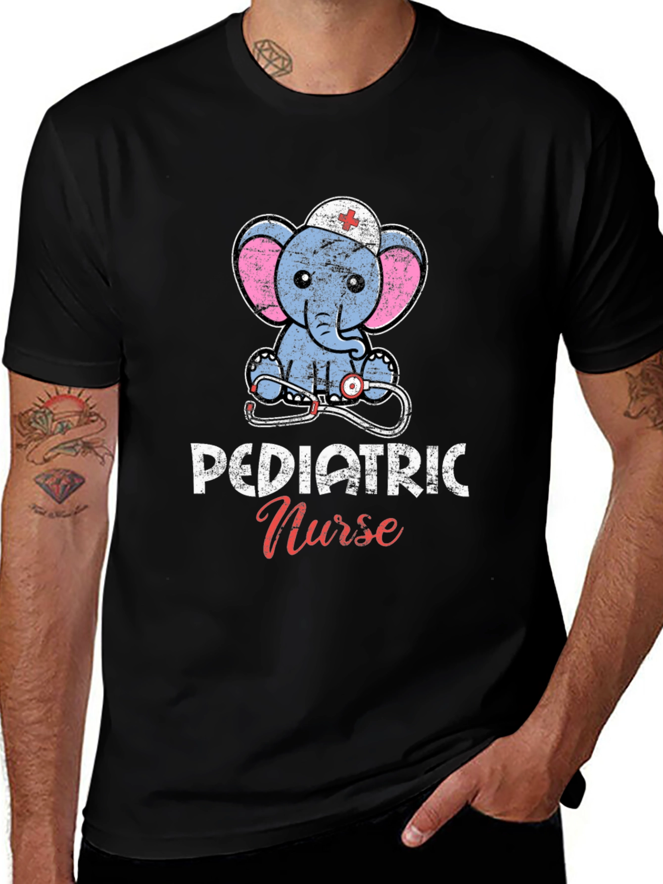 Pediatric Nurse Elephant Graphic Tee - Cute Nurse Gift