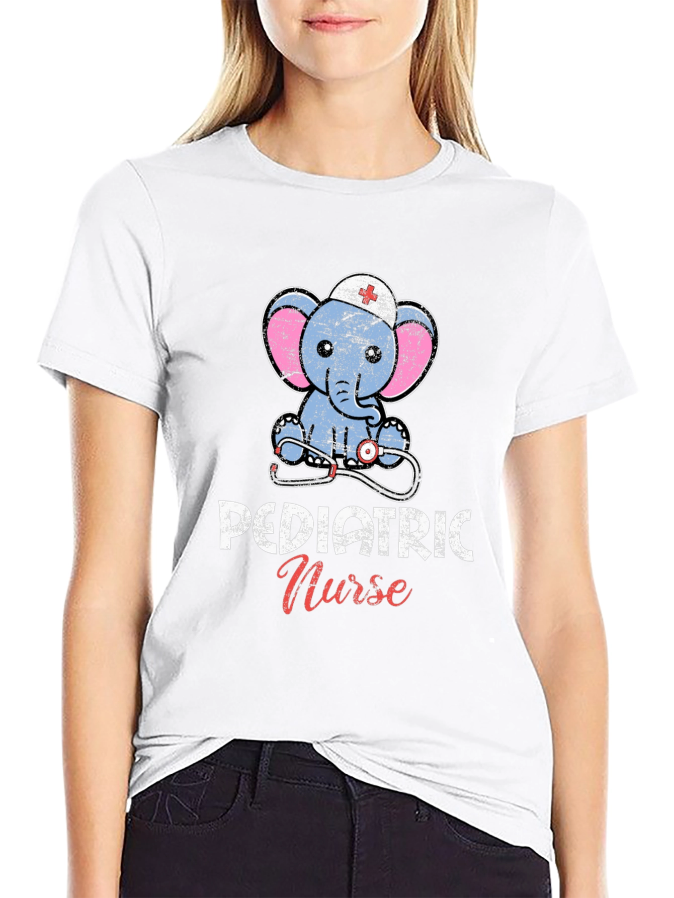 Pediatric Nurse Elephant Graphic Tee - Cute Nurse Gift