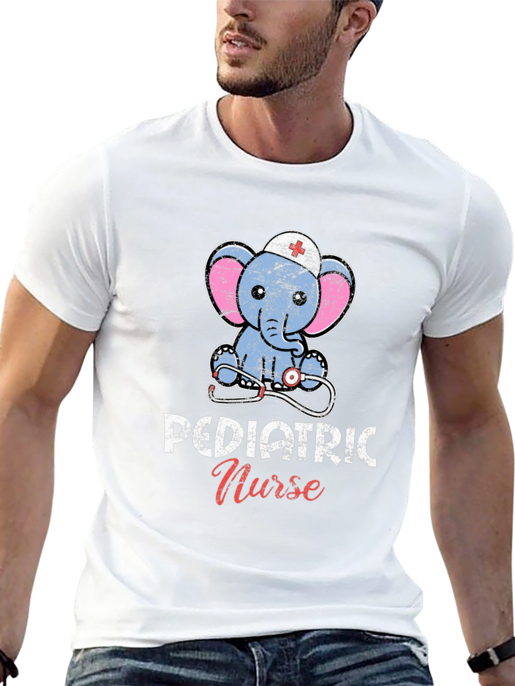 Pediatric Nurse Elephant Graphic Tee - Cute Nurse Gift