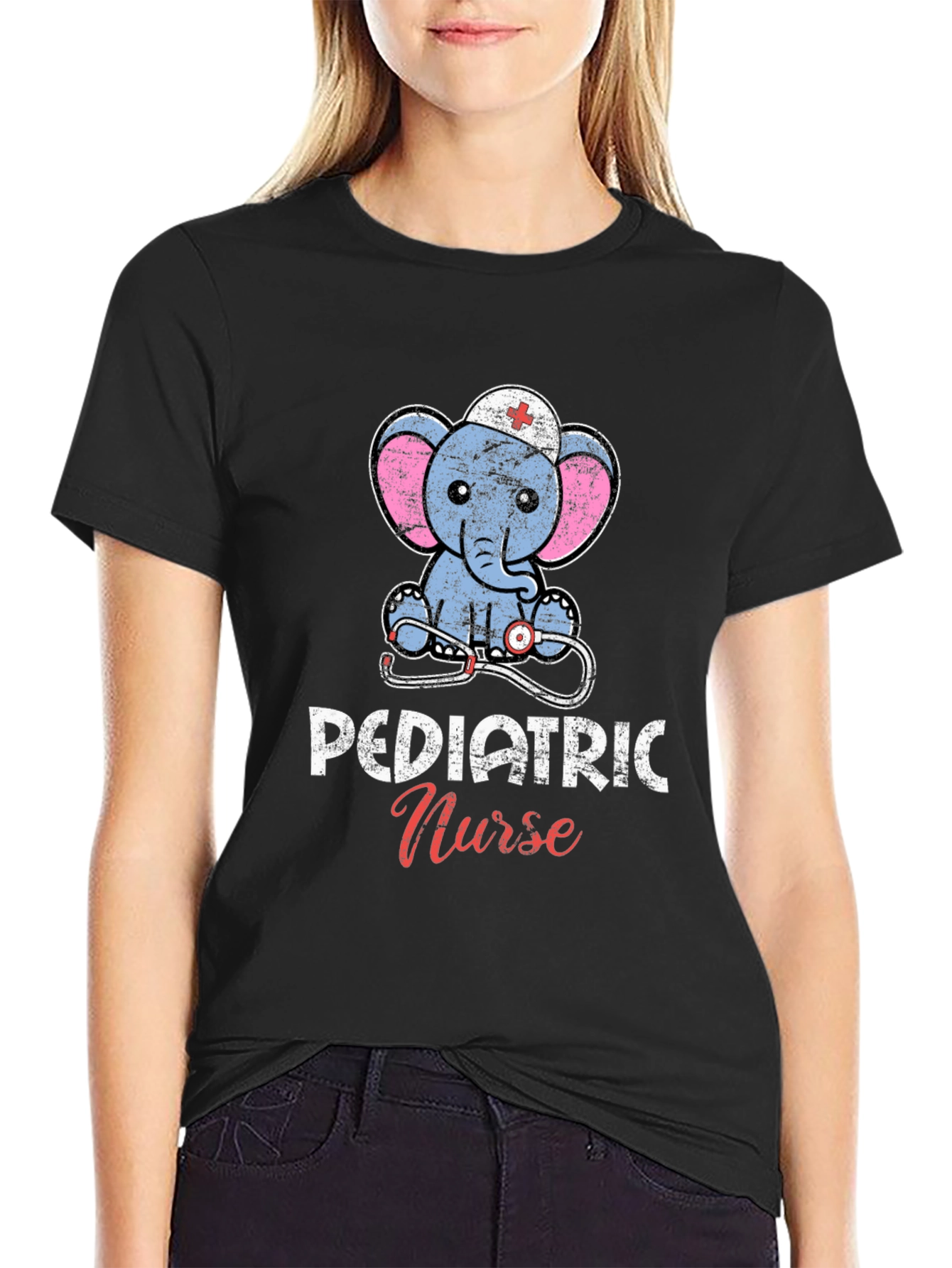 Pediatric Nurse Elephant Graphic Tee - Cute Nurse Gift