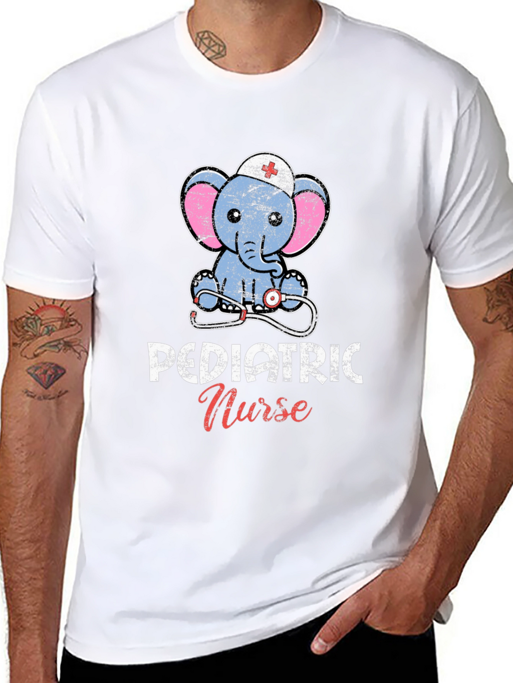 Pediatric Nurse Elephant Graphic Tee - Cute Nurse Gift