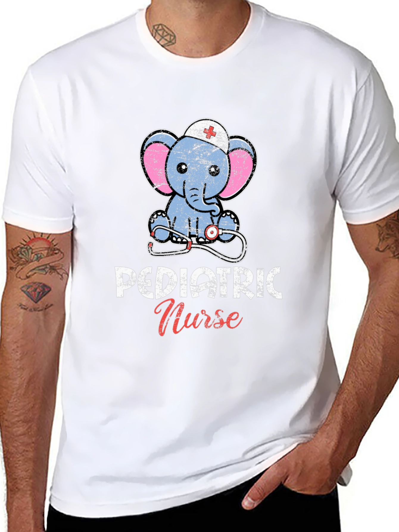 Pediatric Nurse Elephant Graphic Tee - Cute Nurse Gift