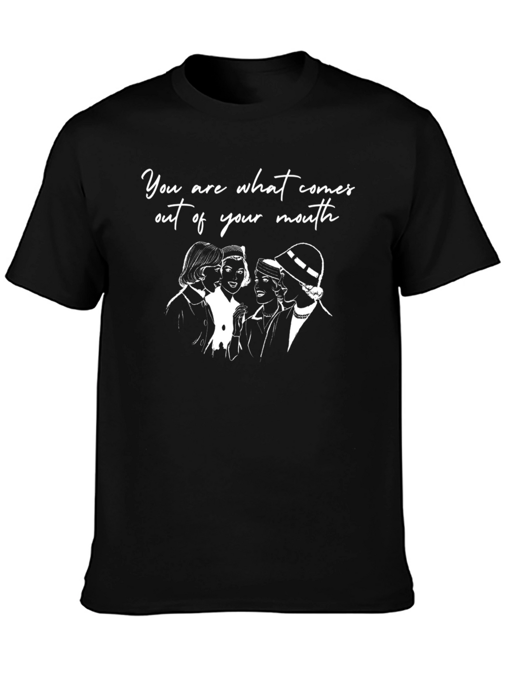 Women Chat Graphic T-Shirt - Black