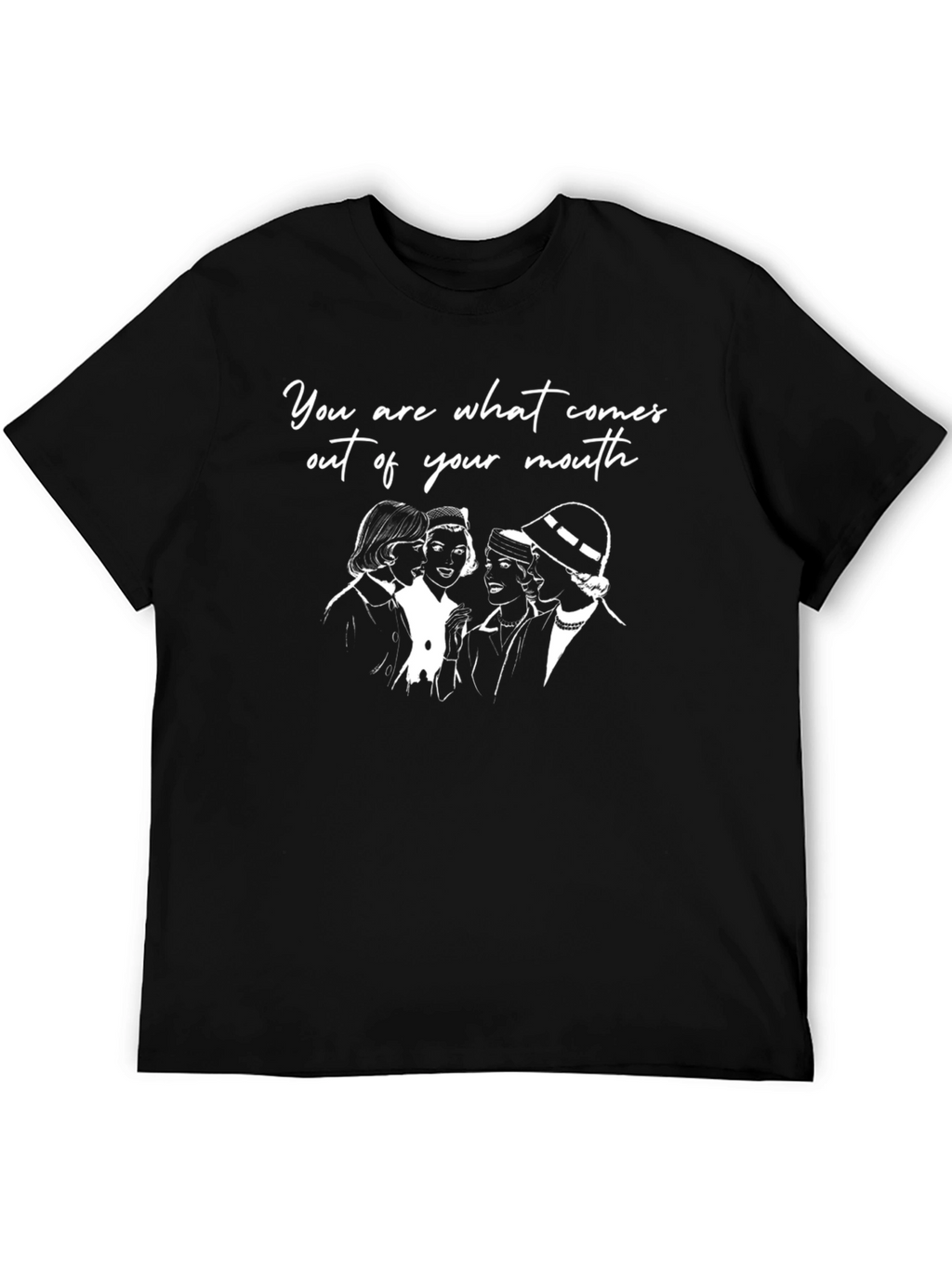 Women Chat Graphic T-Shirt - Black