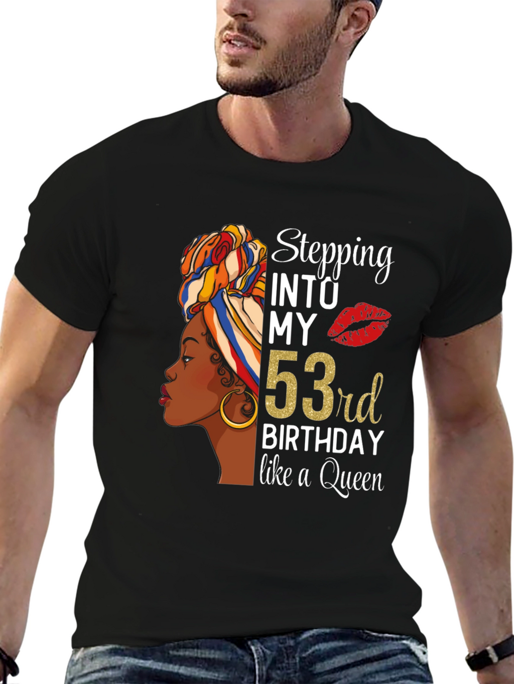 Stepping Into My 53rd Birthday Queen Graphic T-Shirt