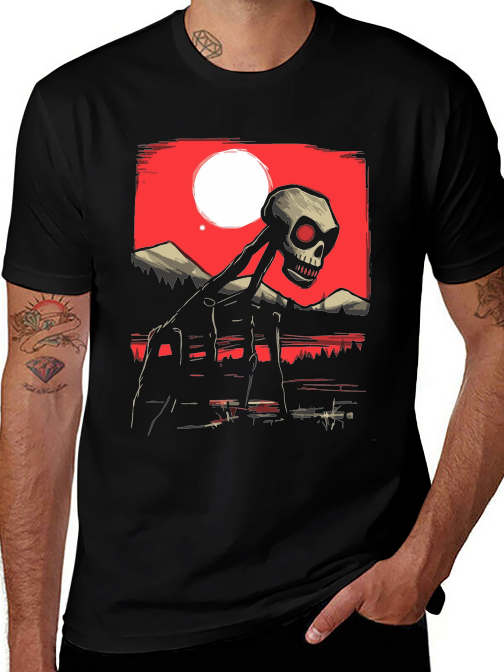 Skull Graphic Print Crew Neck T-Shirt