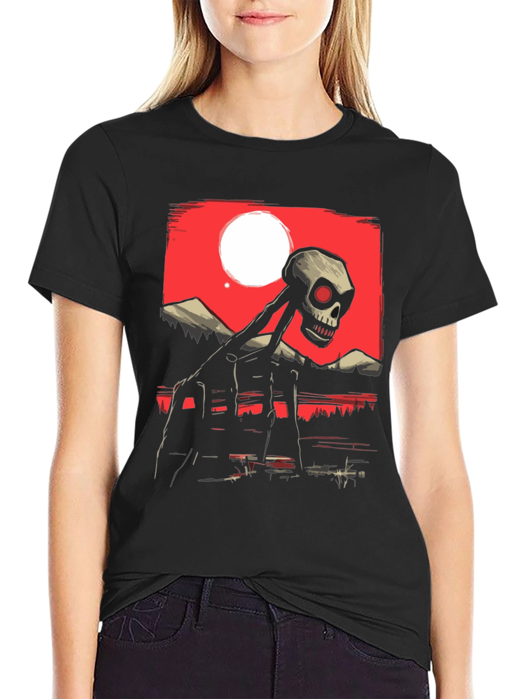 Skull Graphic Print Crew Neck T-Shirt