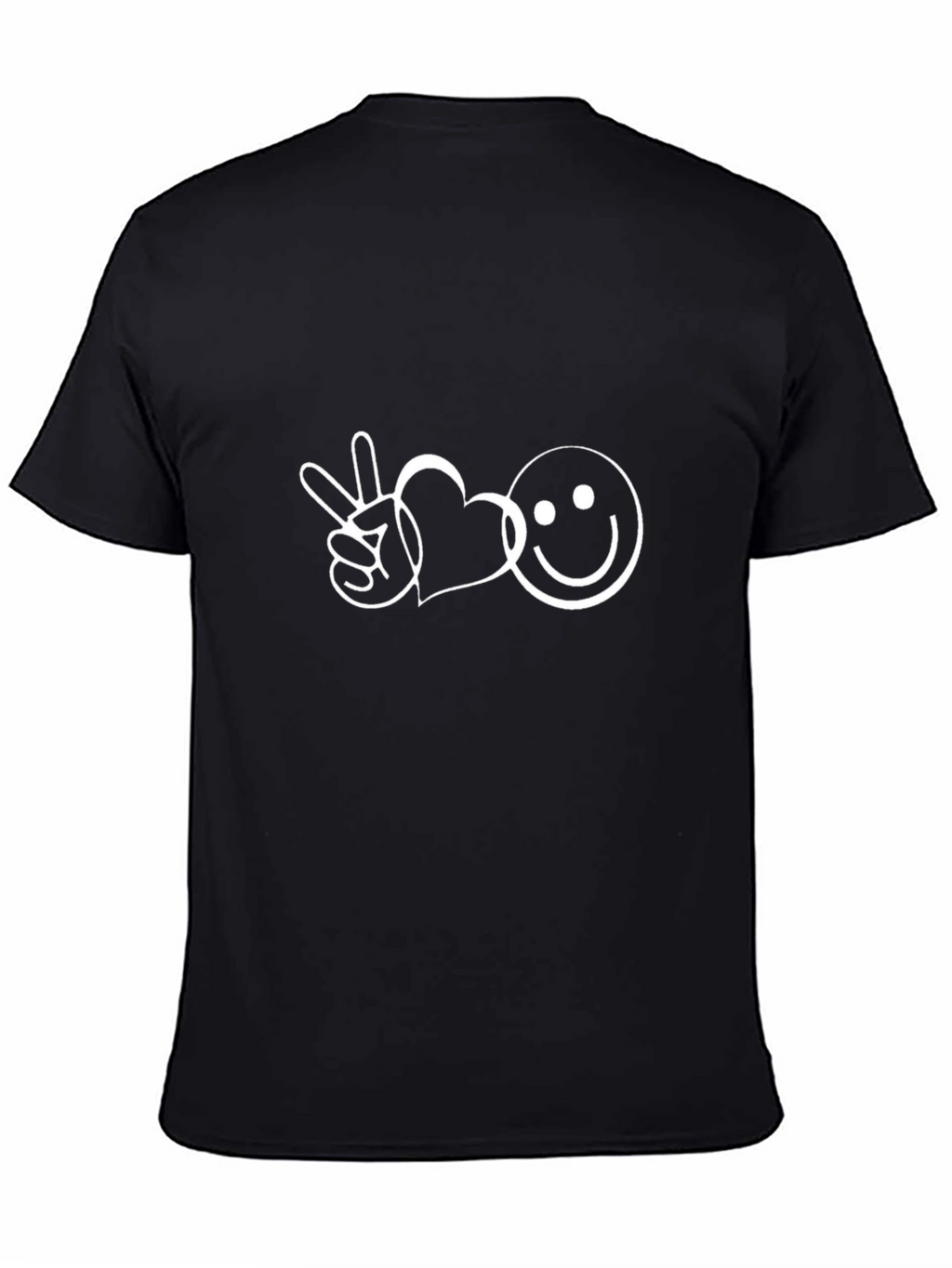 Peace Love & Happy Face Graphic Tee - Black