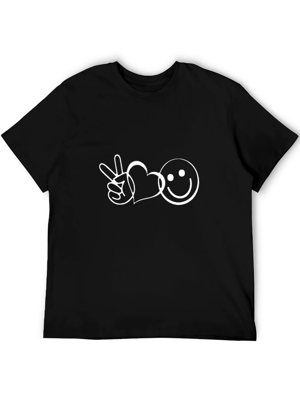 Peace Love & Happy Face Graphic Tee - Black