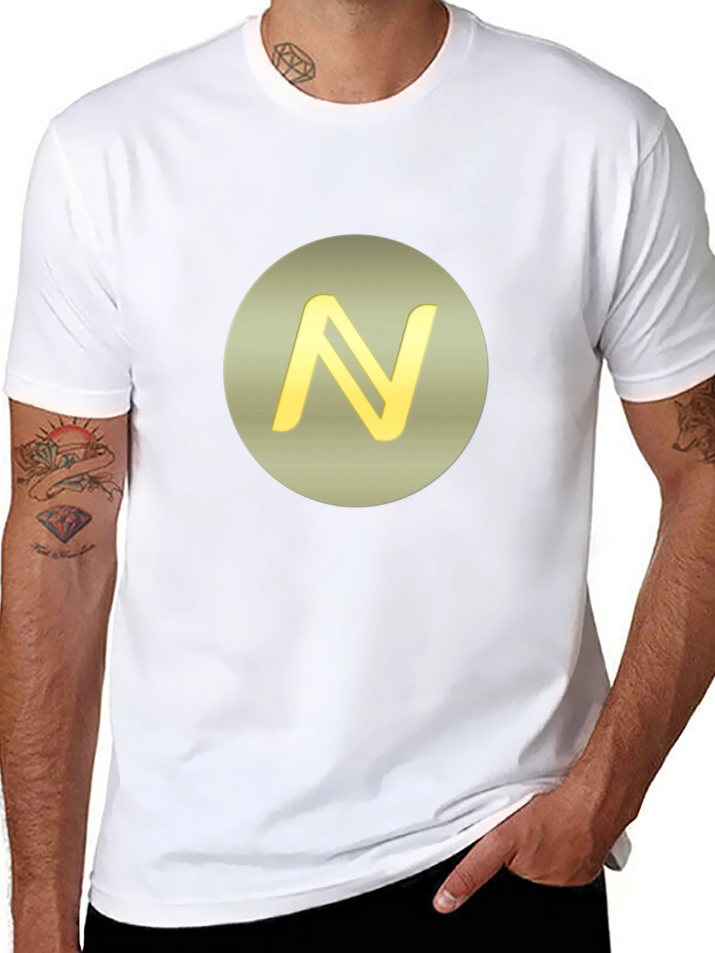 Stylish Black Tee with Golden N Logo