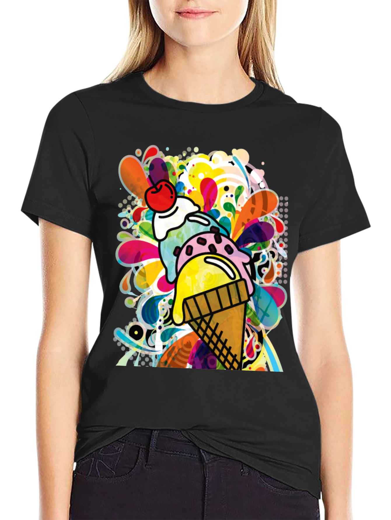 Funky Ice Cream Graphic Tee - Quirky Summer Style