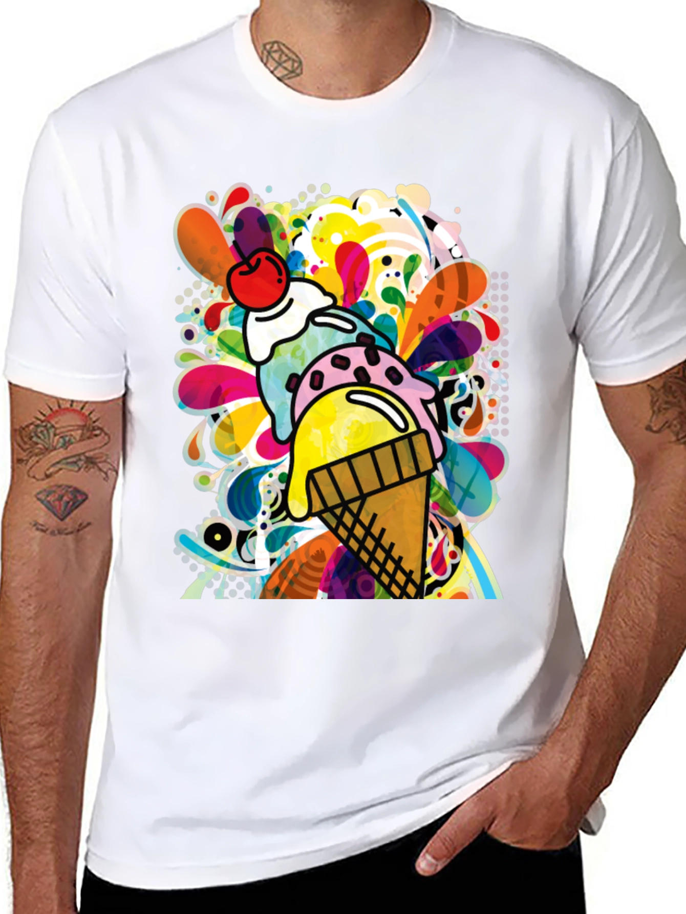 Funky Ice Cream Graphic Tee - Quirky Summer Style