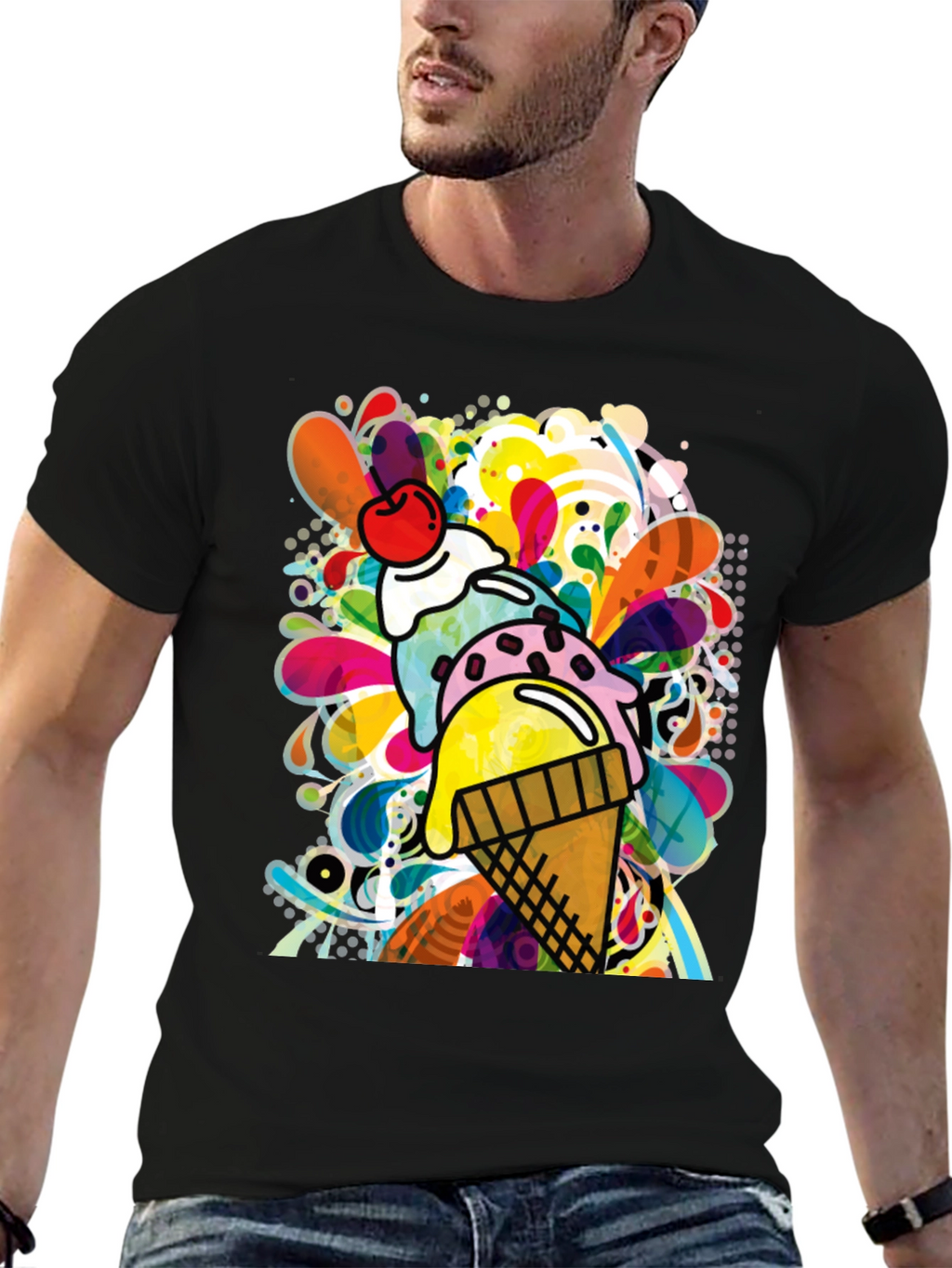 Funky Ice Cream Graphic Tee - Quirky Summer Style