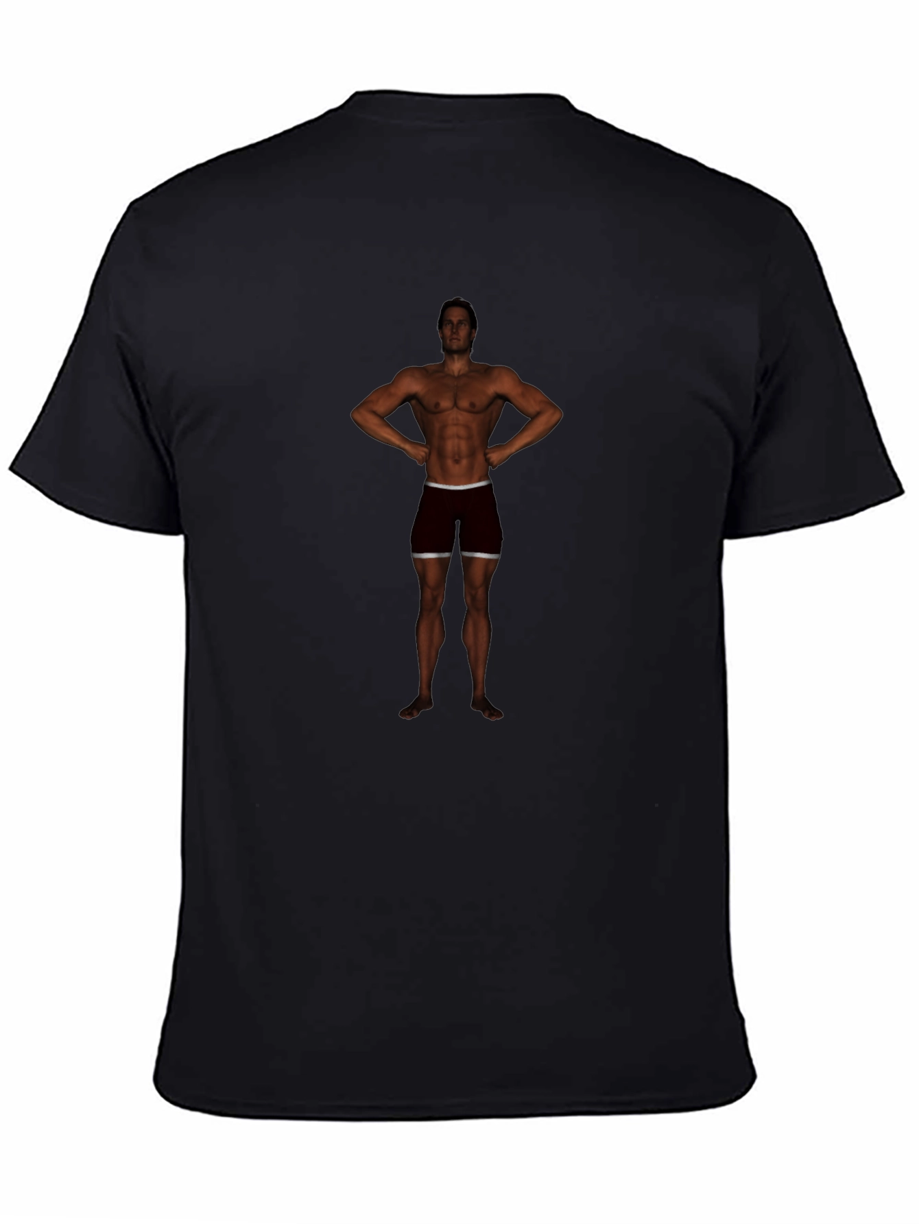 Mens Black Graphic Tee - Bodybuilder Design