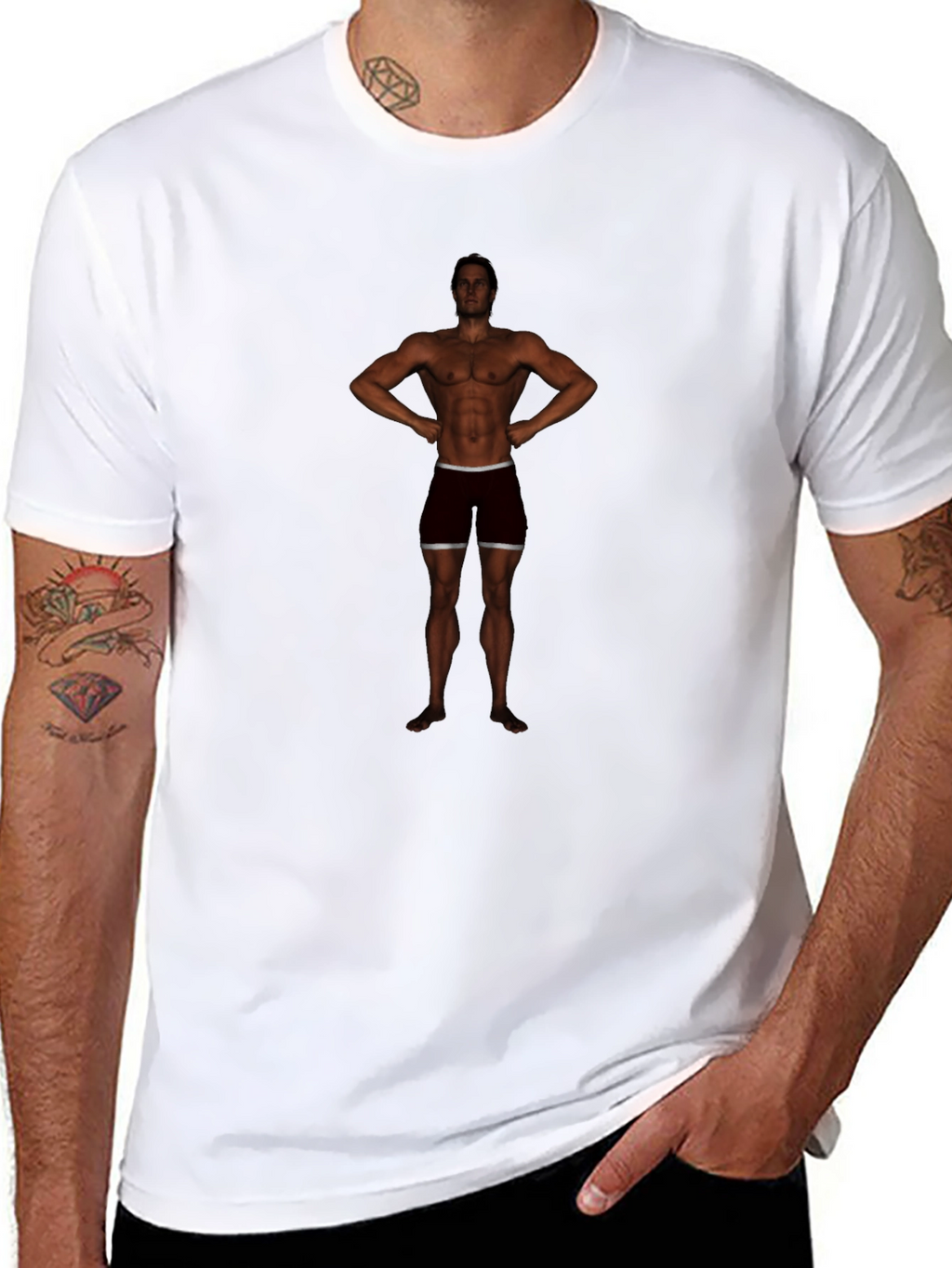 Mens Black Graphic Tee - Bodybuilder Design