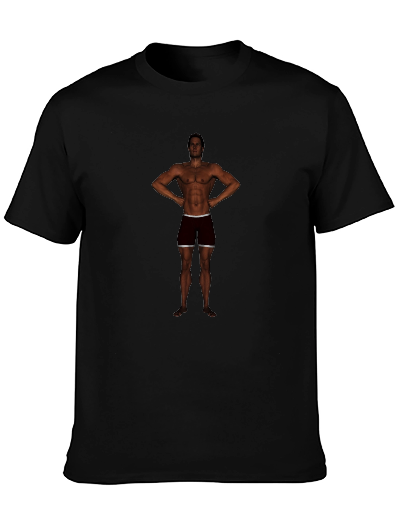Mens Black Graphic Tee - Bodybuilder Design