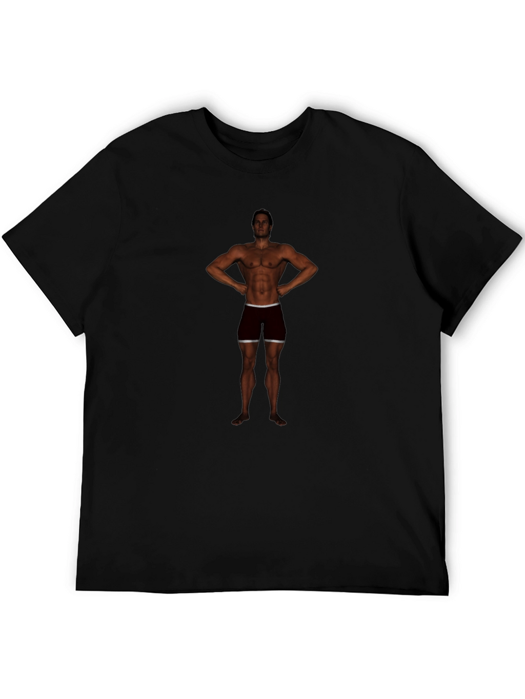 Mens Black Graphic Tee - Bodybuilder Design