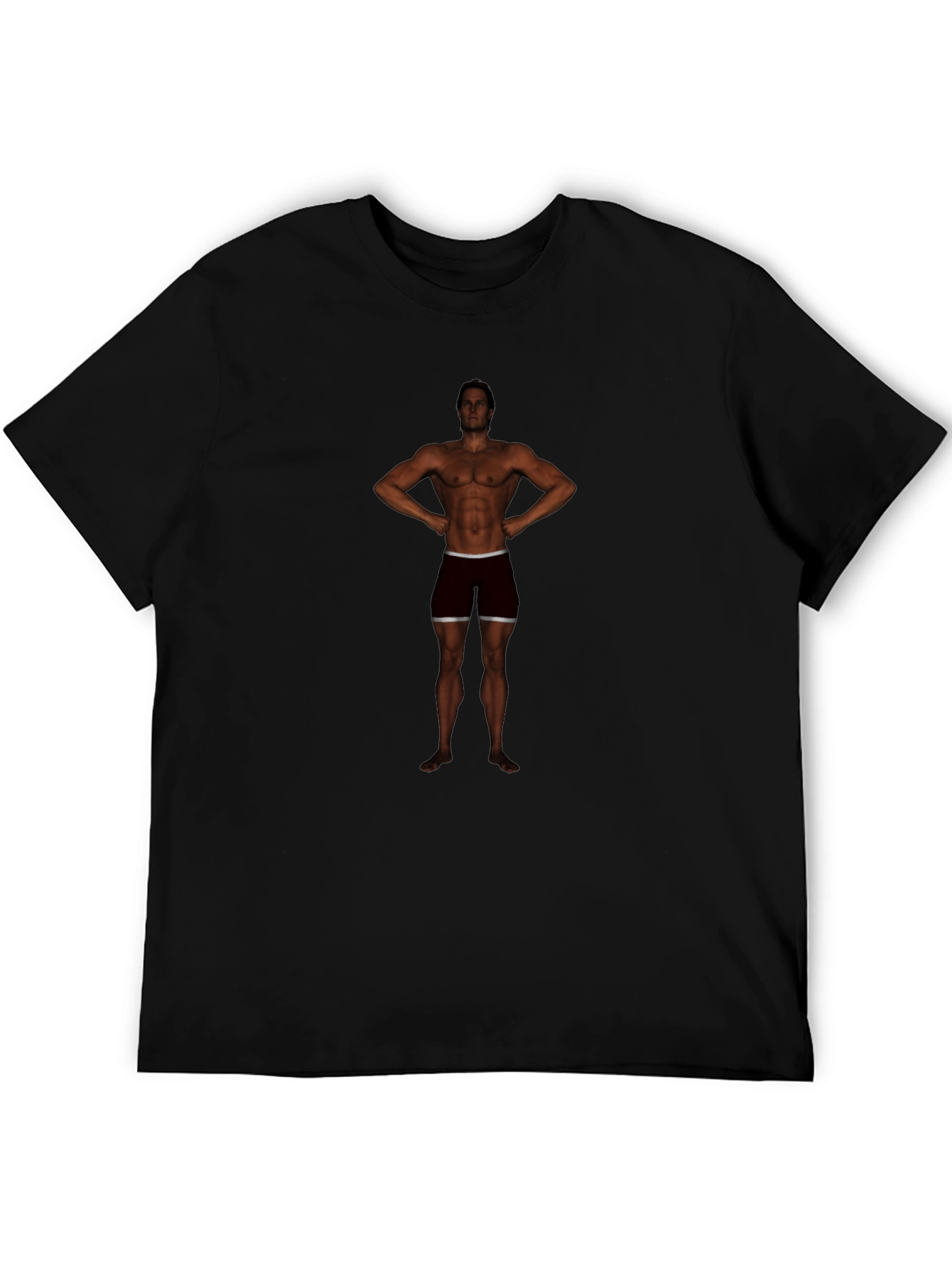 Mens Black Graphic Tee - Bodybuilder Design