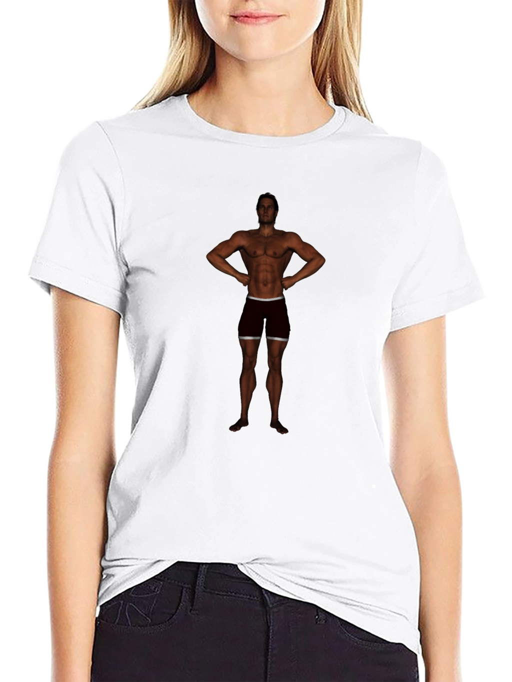 Mens Black Graphic Tee - Bodybuilder Design