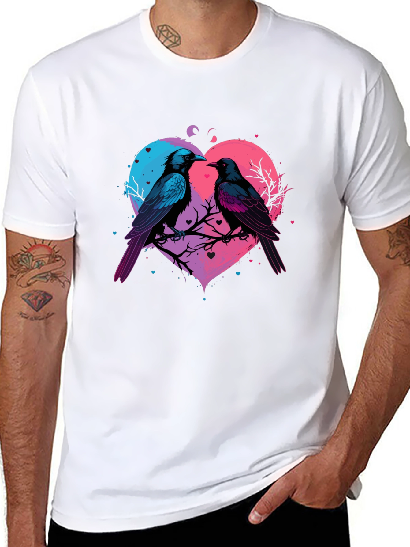 Love Birds Heart Graphic T-Shirt