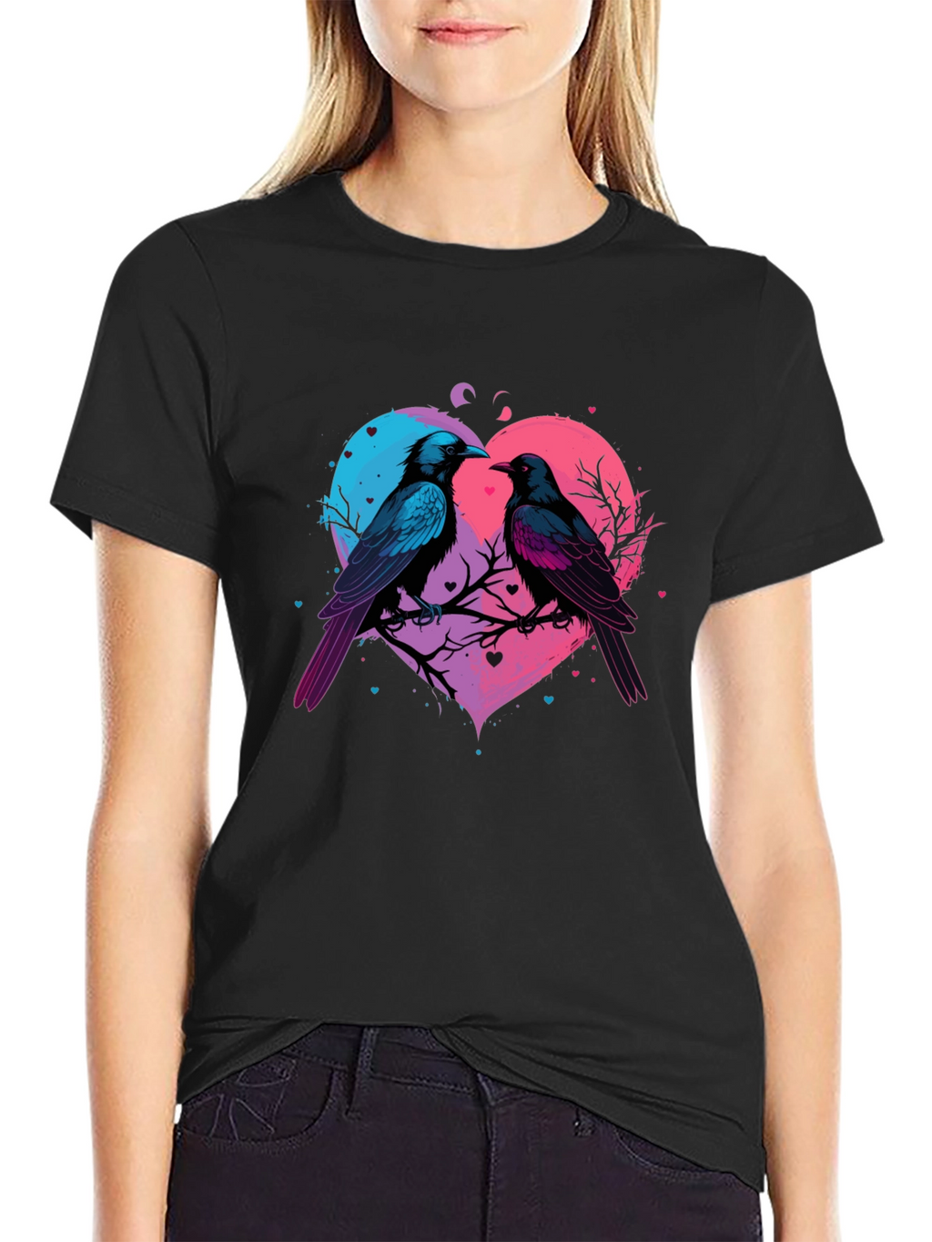 Love Birds Heart Graphic T-Shirt
