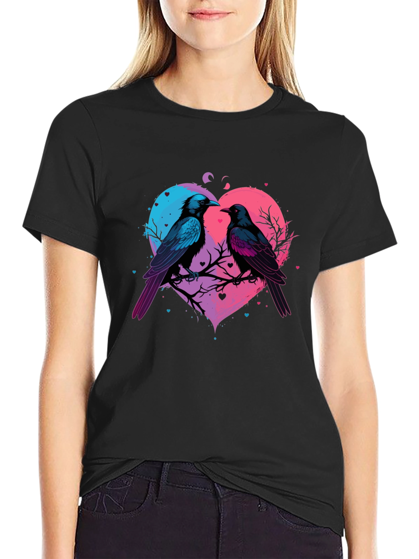 Love Birds Heart Graphic T-Shirt