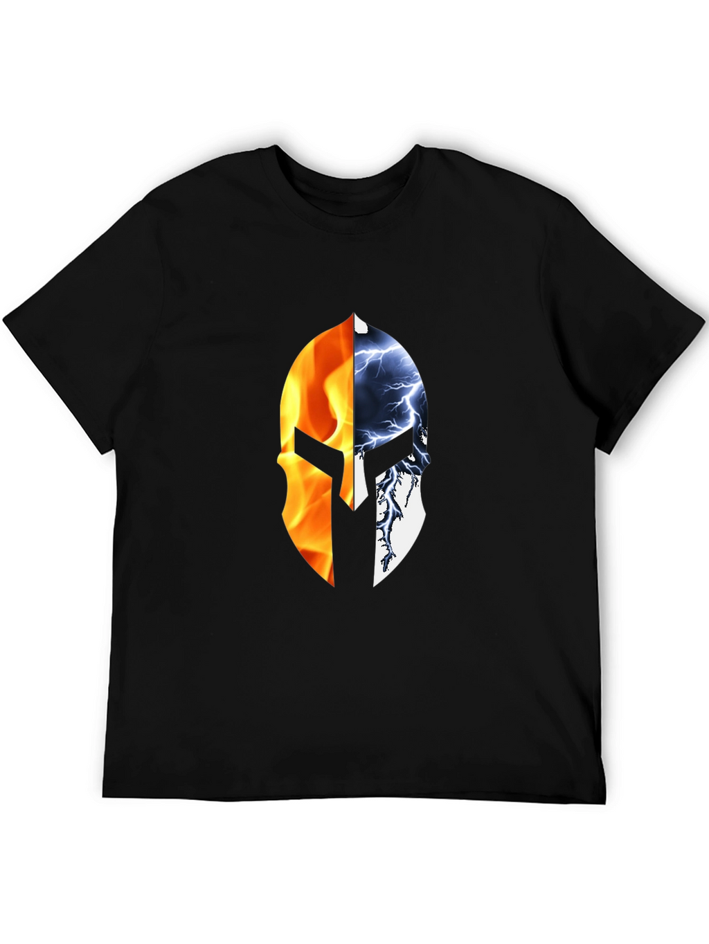 Fire and Ice Spartan Helmet Graphic T-Shirt