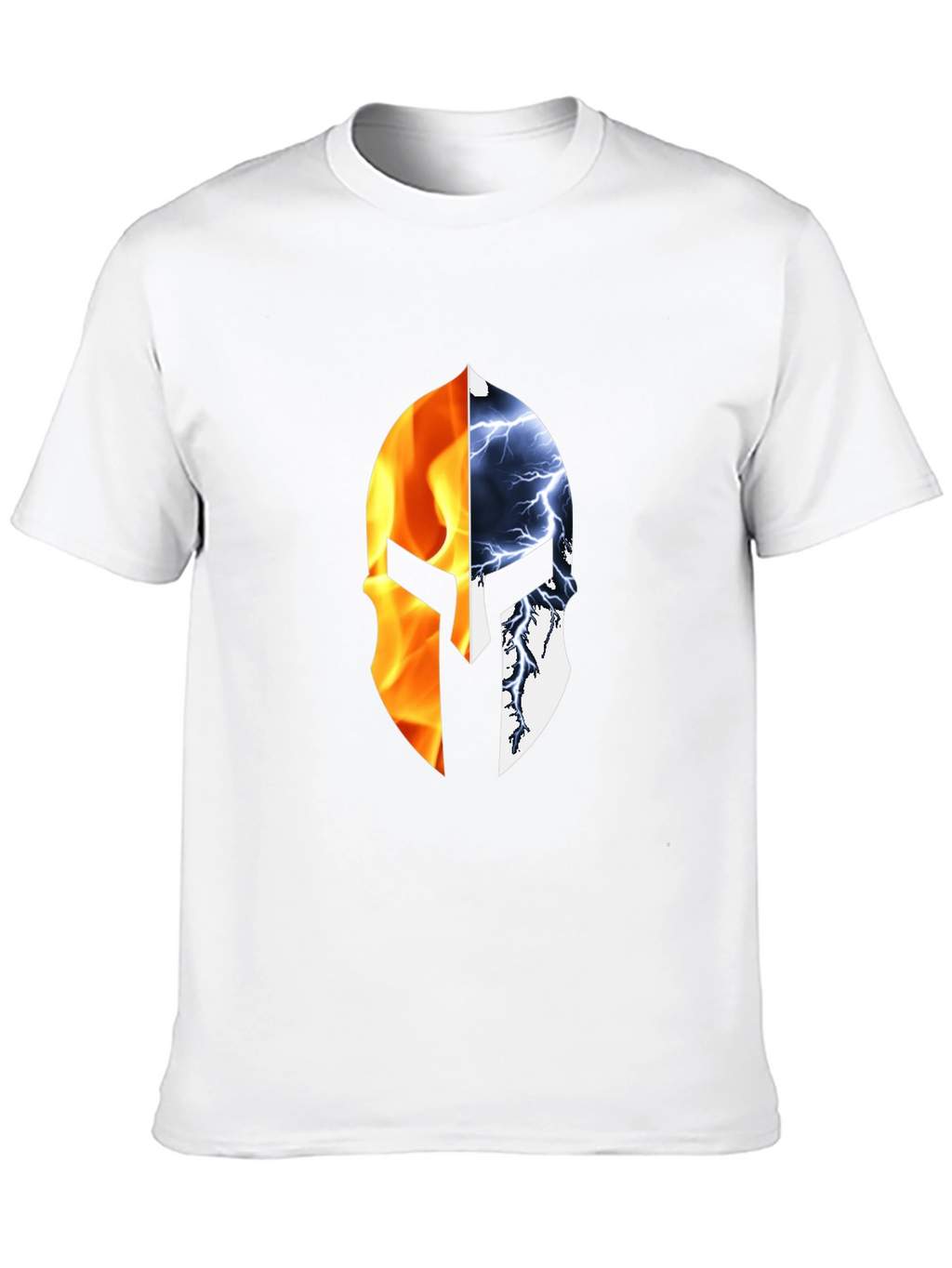 Fire and Ice Spartan Helmet Graphic T-Shirt