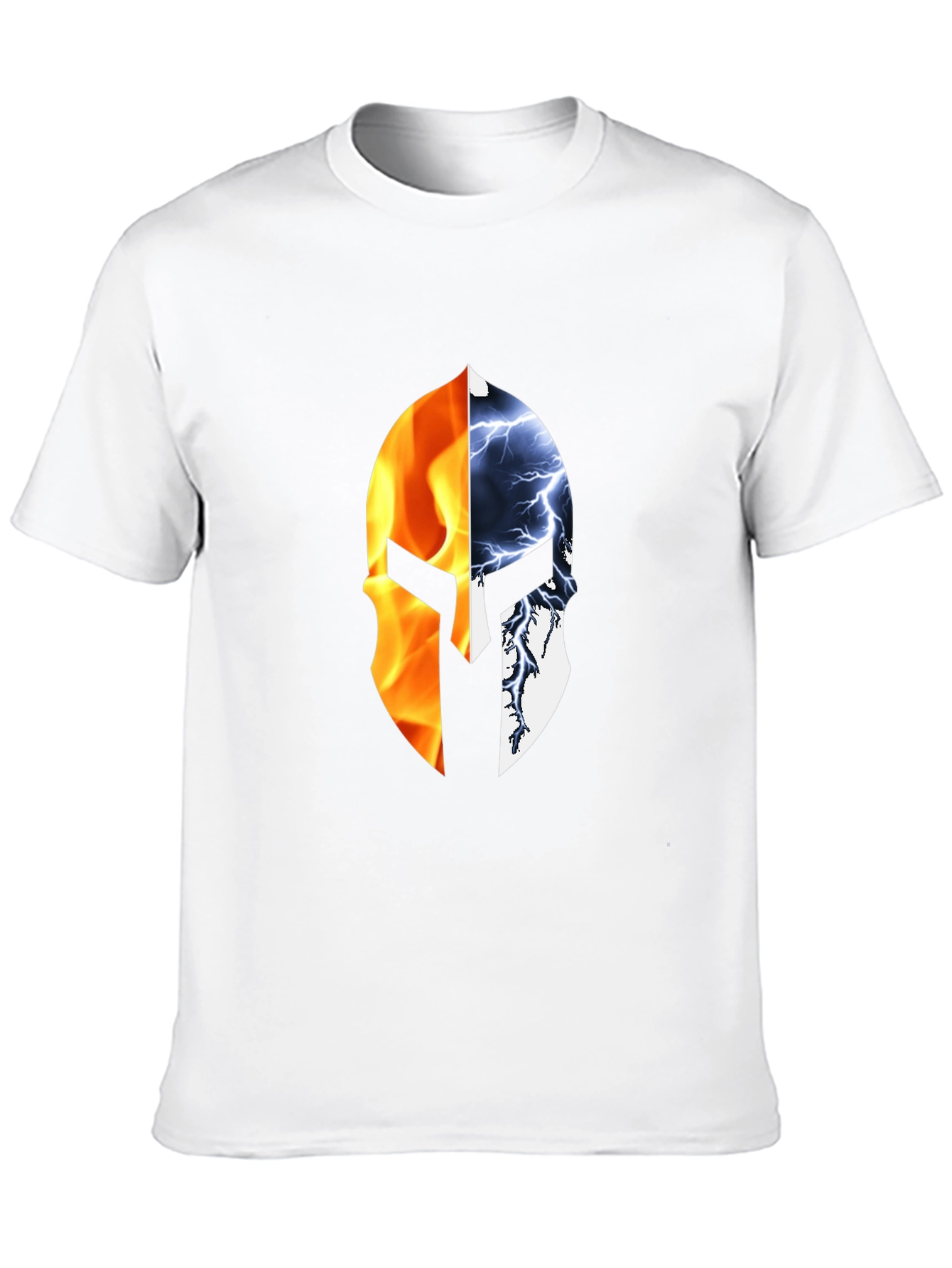 Fire and Ice Spartan Helmet Graphic T-Shirt