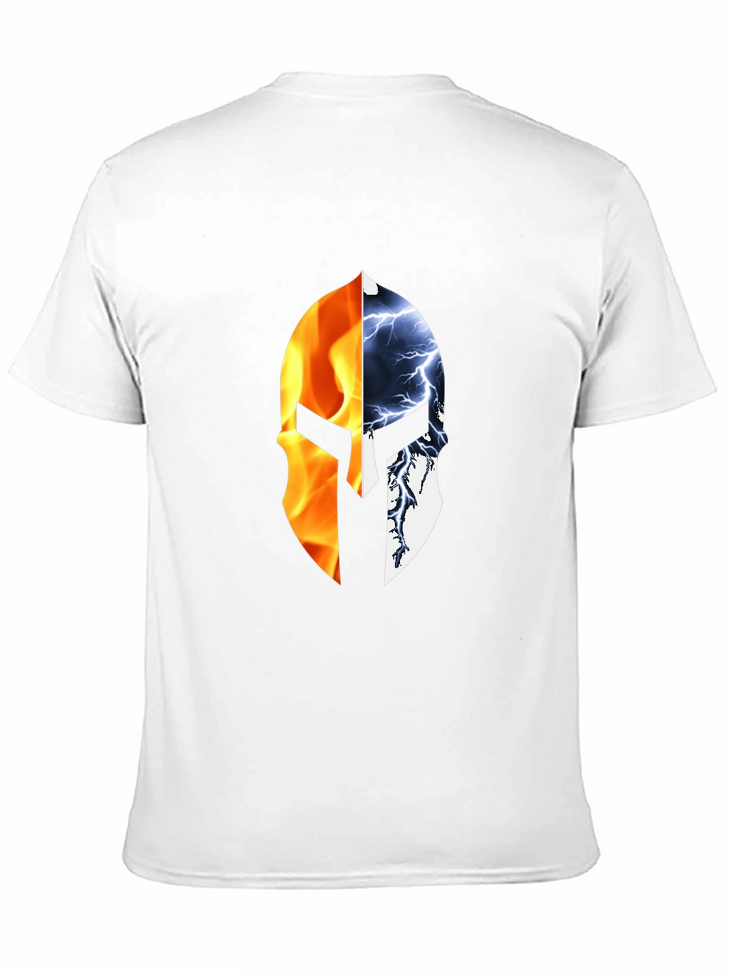 Fire and Ice Spartan Helmet Graphic T-Shirt