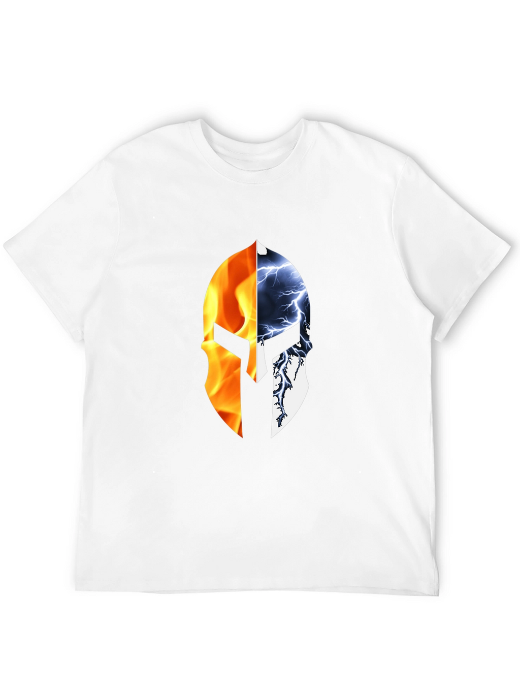 Fire and Ice Spartan Helmet Graphic T-Shirt