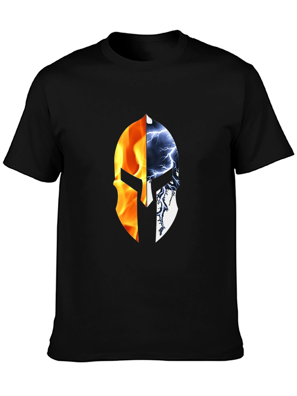 Fire and Ice Spartan Helmet Graphic T-Shirt