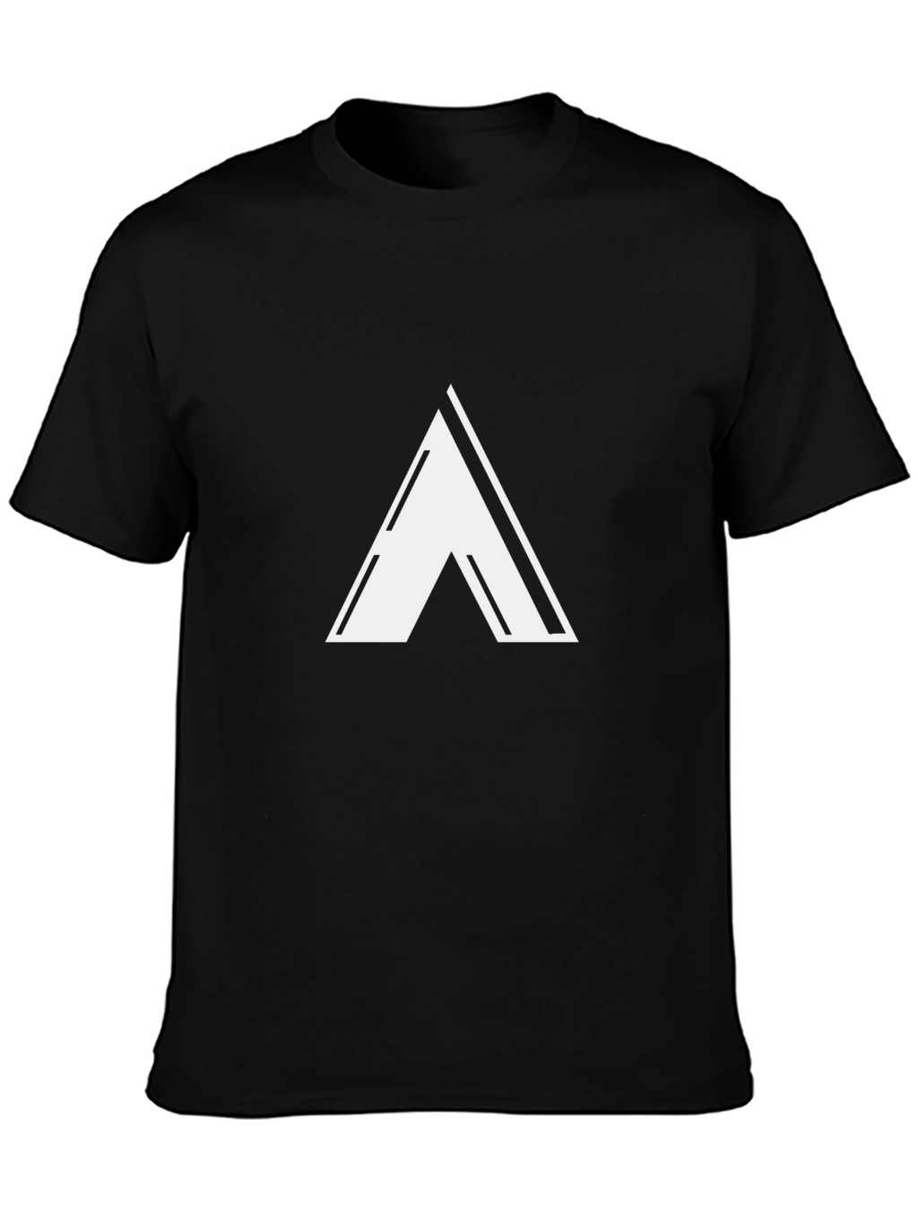Modern Black T-Shirt with White Triangle Design