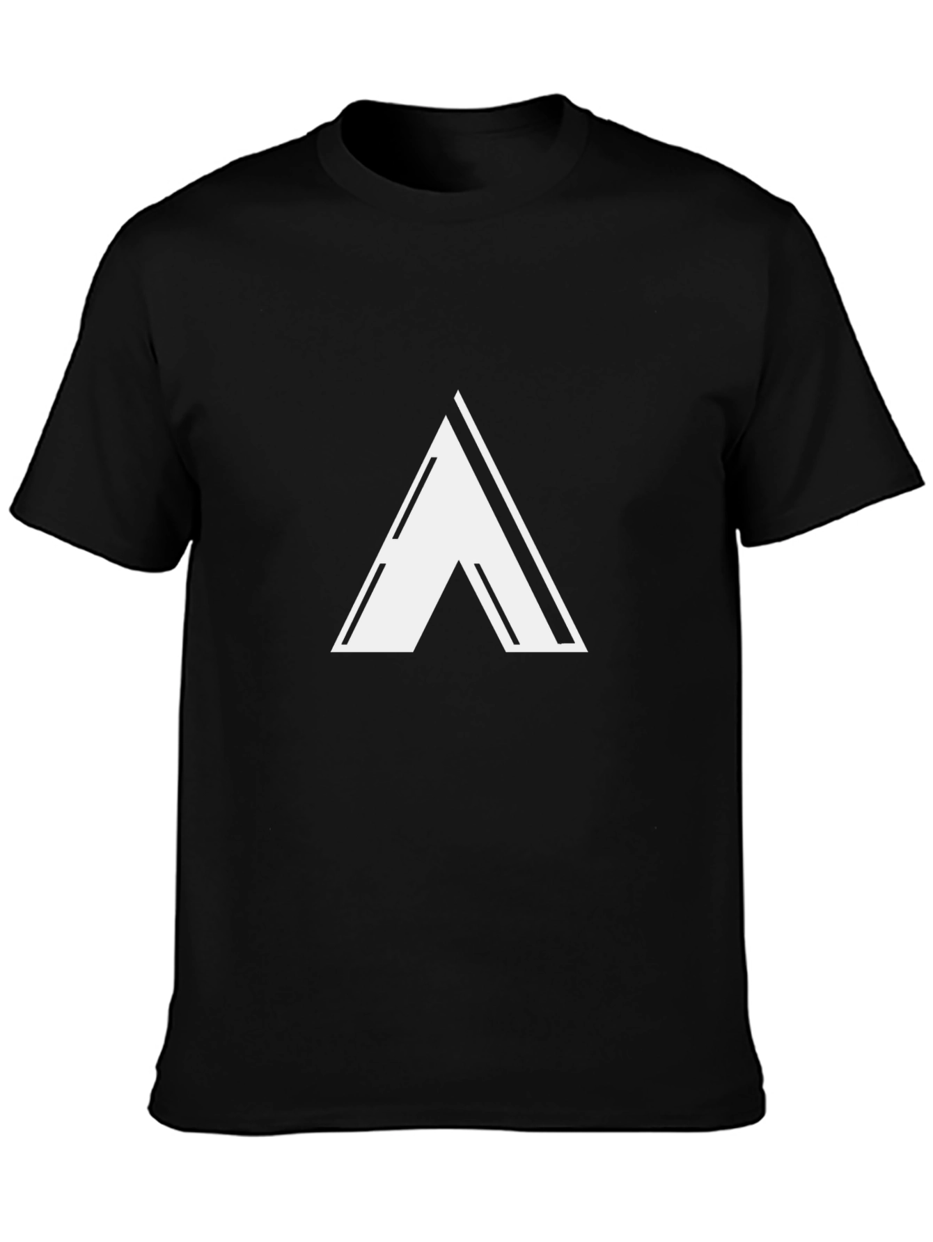 Modern Black T-Shirt with White Triangle Design