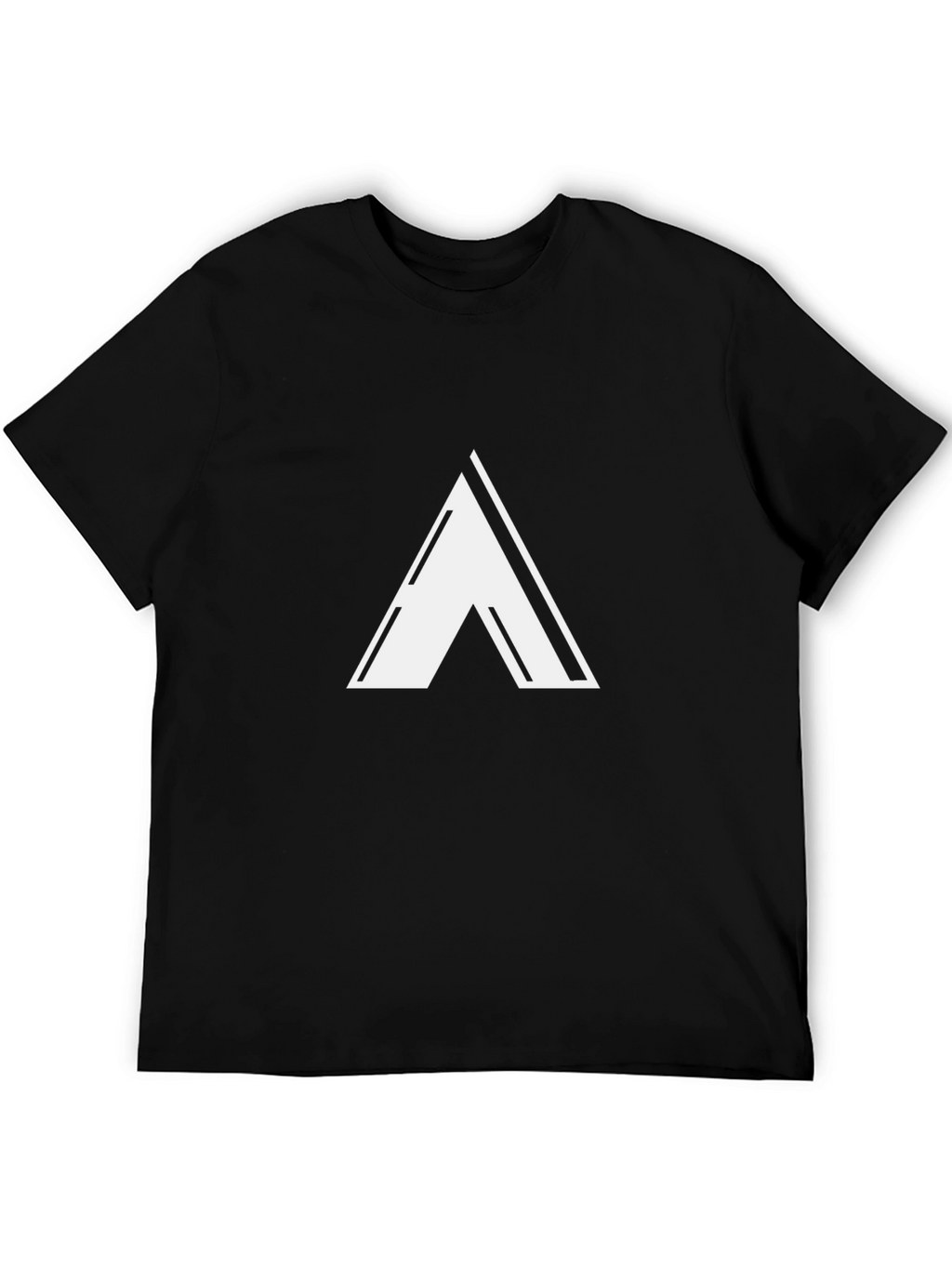 Modern Black T-Shirt with White Triangle Design